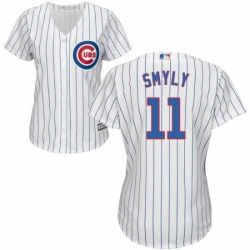 Womens Majestic Chicago Cubs 11 Drew Smyly Replica White Home Cool Base MLB Jersey 