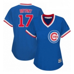 Womens Majestic Chicago Cubs 17 Kris Bryant Authentic Royal Blue Cooperstown MLB Jersey