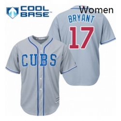 Womens Majestic Chicago Cubs 17 Kris Bryant Replica Grey Alternate Road MLB Jersey