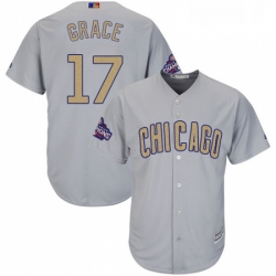 Womens Majestic Chicago Cubs 17 Mark Grace Authentic Gray 2017 Gold Champion MLB Jersey