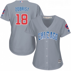 Womens Majestic Chicago Cubs 18 Ben Zobrist Authentic Grey Road MLB Jersey