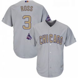 Womens Majestic Chicago Cubs 3 David Ross Authentic Gray 2017 Gold Champion MLB Jersey