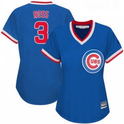 Womens Majestic Chicago Cubs 3 David Ross Authentic Royal Blue Cooperstown MLB Jersey