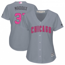 Womens Majestic Chicago Cubs 31 Greg Maddux Authentic Grey Mothers Day Cool Base MLB Jersey