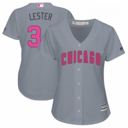 Womens Majestic Chicago Cubs 34 Jon Lester Authentic Grey Mothers Day Cool Base MLB Jersey