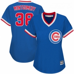 Womens Majestic Chicago Cubs 38 Mike Montgomery Replica Royal Blue Cooperstown MLB Jersey