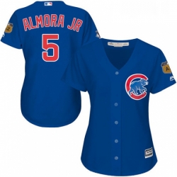 Womens Majestic Chicago Cubs 5 Albert Almora Jr Authentic Royal Blue Alternate MLB Jersey 