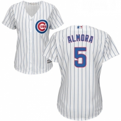 Womens Majestic Chicago Cubs 5 Albert Almora Jr Authentic White Home Cool Base MLB Jersey 