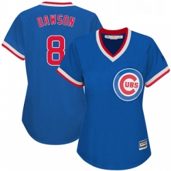 Womens Majestic Chicago Cubs 8 Andre Dawson Authentic Royal Blue Cooperstown MLB Jersey