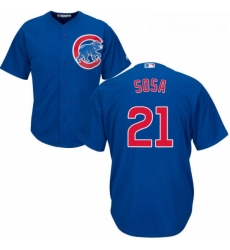 Youth Majestic Chicago Cubs 21 Sammy Sosa Authentic Royal Blue Alternate Cool Base MLB Jersey