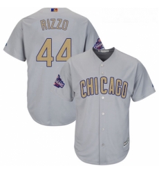 Youth Majestic Chicago Cubs 44 Anthony Rizzo Authentic Gray 2017 Gold Champion Cool Base MLB Jersey