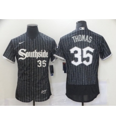 Men Chicago White Sox 35 Frank Thomas Black 2021 City Connect Stitched MLB Flex Base Nike Jersey