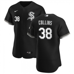 Men Chicago White Sox 38 Zack Collins Men Nike Black Alternate 2020 Flex Base Player MLB Jersey