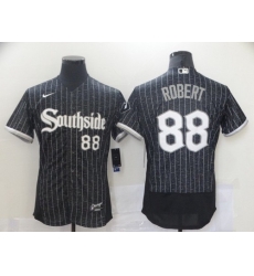 Men Chicago White Sox 88 Luis Robert Black 2021 City Connect Stitched MLB Flex Base Nike Jersey