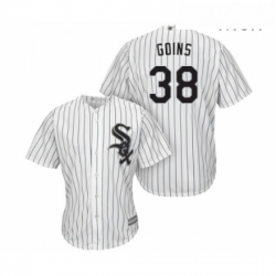 Mens Chicago White Sox 38 Ryan Goins Replica White Home Cool Base Baseball Jersey 