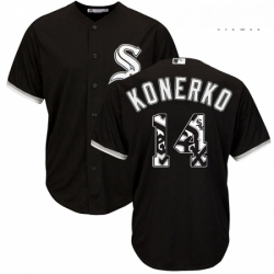 Mens Majestic Chicago White Sox 14 Paul Konerko Authentic Black Team Logo Fashion Cool Base MLB Jersey