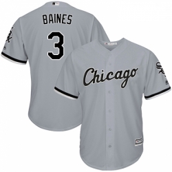 Mens Majestic Chicago White Sox 3 Harold Baines Grey Road Flex Base Authentic Collection MLB Jersey