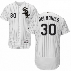 Mens Majestic Chicago White Sox 30 Nicky Delmonico White Home Flex Base Authentic Collection MLB Jersey