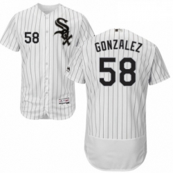 Mens Majestic Chicago White Sox 58 Miguel Gonzalez White Home Flex Base Authentic Collection MLB Jersey