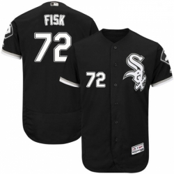 Mens Majestic Chicago White Sox 72 Carlton Fisk Black Flexbase Authentic Collection MLB Jersey