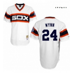 Mens Mitchell and Ness 1983 Chicago White Sox 24 Early Wynn Replica White Throwback MLB Jersey