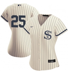 Women Chicago White Sox Field of Dreams 25 Andrew Vaughn Cream Jersey