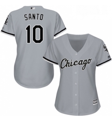 Womens Majestic Chicago White Sox 10 Ron Santo Authentic Grey Road Cool Base MLB Jersey