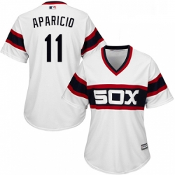 Womens Majestic Chicago White Sox 11 Luis Aparicio Replica White 2013 Alternate Home Cool Base MLB Jersey