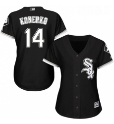 Womens Majestic Chicago White Sox 14 Paul Konerko Replica Black Alternate Home Cool Base MLB Jersey