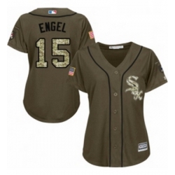 Womens Majestic Chicago White Sox 15 Adam Engel Authentic Green Salute to Service MLB Jersey 