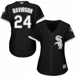 Womens Majestic Chicago White Sox 24 Matt Davidson Replica Black Alternate Home Cool Base MLB Jersey 