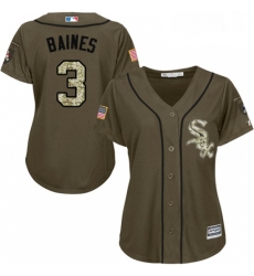 Womens Majestic Chicago White Sox 3 Harold Baines Authentic Green Salute to Service MLB Jersey