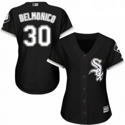 Womens Majestic Chicago White Sox 30 Nicky Delmonico Replica Black Alternate Home Cool Base MLB Jersey 