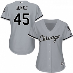 Womens Majestic Chicago White Sox 45 Bobby Jenks Replica Grey Road Cool Base MLB Jersey