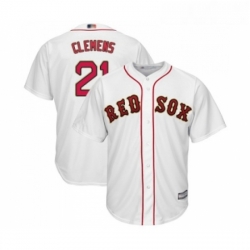 Youth Boston Red Sox 21 Roger Clemens Authentic White 2019 Gold Program Cool Base Baseball Jersey