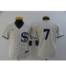 Youth Chicago White Sox 7 Tim Anderson 2021 Cream Field of Dreams Cool Base Stitched Nike Jersey 