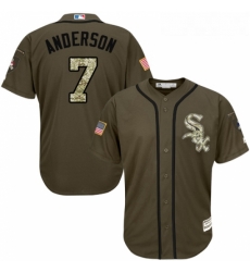 Youth Majestic Chicago White Sox 7 Tim Anderson Replica Green Salute to Service MLB Jersey 