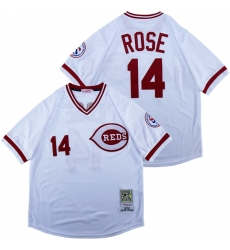 Men Cincinnati Reds 14 Pete Rose White 1976 Throwback Jersey