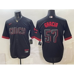 Men Cincinnati Reds  57 Julian Garcia Black City Connect Cool Base Stitched Baseball Jersey