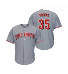 Mens Cincinnati Reds 35 Tanner Roark Replica Grey Road Cool Base Baseball Jersey 