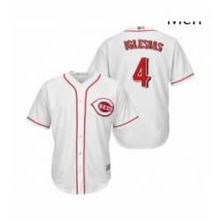 Mens Cincinnati Reds 4 Jose Iglesias Replica White Home Cool Base Baseball Jersey 