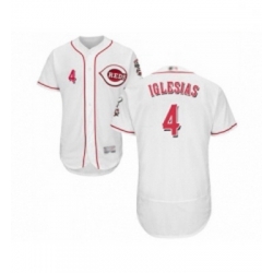 Mens Cincinnati Reds 4 Jose Iglesias White Home Flex Base Authentic Collection Baseball Jersey