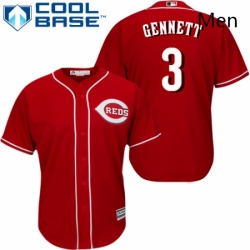 Mens Majestic Cincinnati Reds 3 Scooter Gennett Replica Red Alternate Cool Base MLB Jersey 