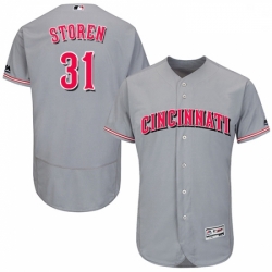 Mens Majestic Cincinnati Reds 31 Drew Storen Grey Flexbase Authentic Collection MLB Jersey