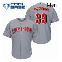 Mens Majestic Cincinnati Reds 39 Devin Mesoraco Replica Grey Road Cool Base MLB Jersey