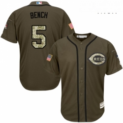 Mens Majestic Cincinnati Reds 5 Johnny Bench Authentic Green Salute to Service MLB Jersey