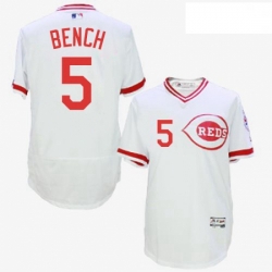 Mens Majestic Cincinnati Reds 5 Johnny Bench White Flexbase Authentic Collection Cooperstown MLB Jersey