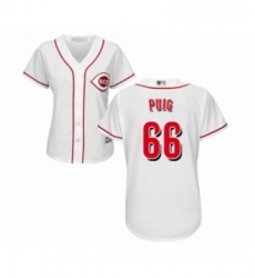 Womens Cincinnati Reds 66 Yasiel Puig Replica White Home Cool Base Baseball Jersey 