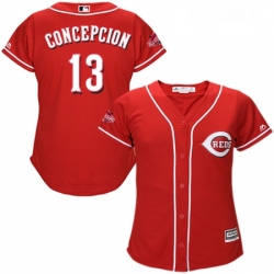 Womens Majestic Cincinnati Reds 13 Dave Concepcion Replica Red Alternate Cool Base MLB Jersey