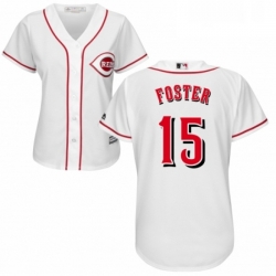 Womens Majestic Cincinnati Reds 15 George Foster Replica White Home Cool Base MLB Jersey 